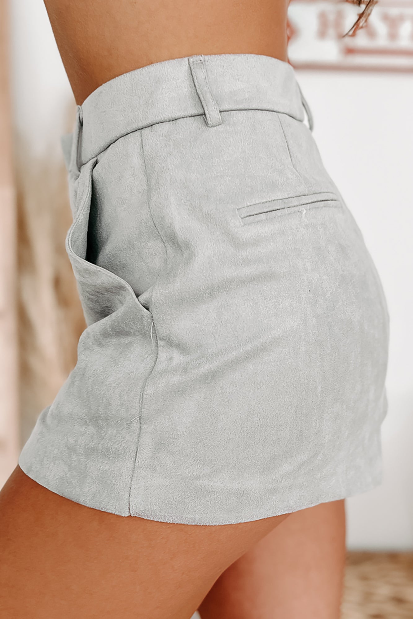 Happiest With You Faux Suede Skort (Grey) - NanaMacs