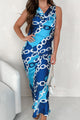 Chain Reaction Chain Print Satin Maxi Dress (Blue) - NanaMacs
