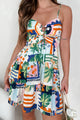 Tropical Bliss Cut-Out Tropical Print Mini Dress (Multi) - NanaMacs