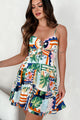 Tropical Bliss Cut-Out Tropical Print Mini Dress (Multi) - NanaMacs