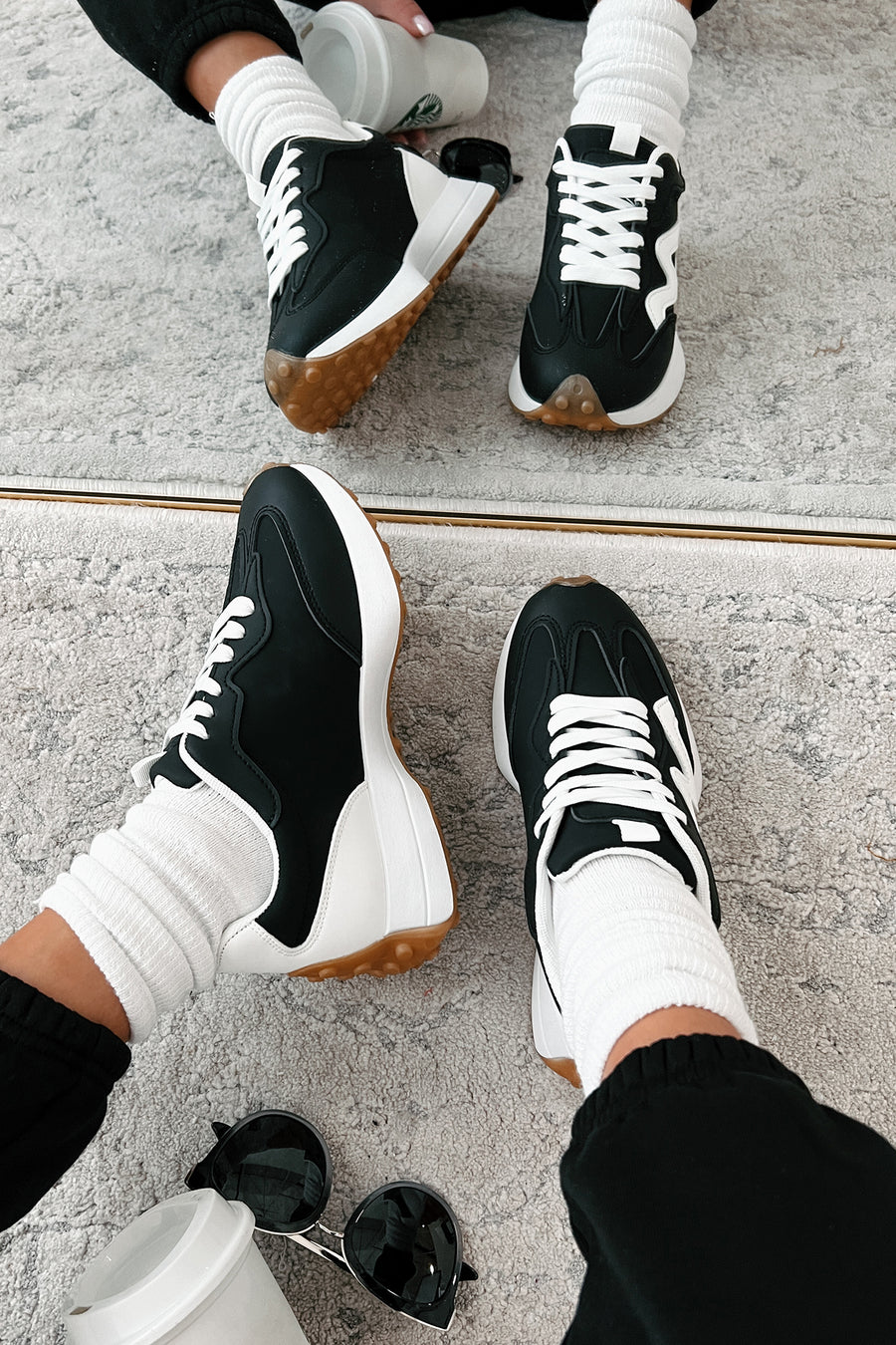 Cole Lace-Up Sneaker (Black/White)