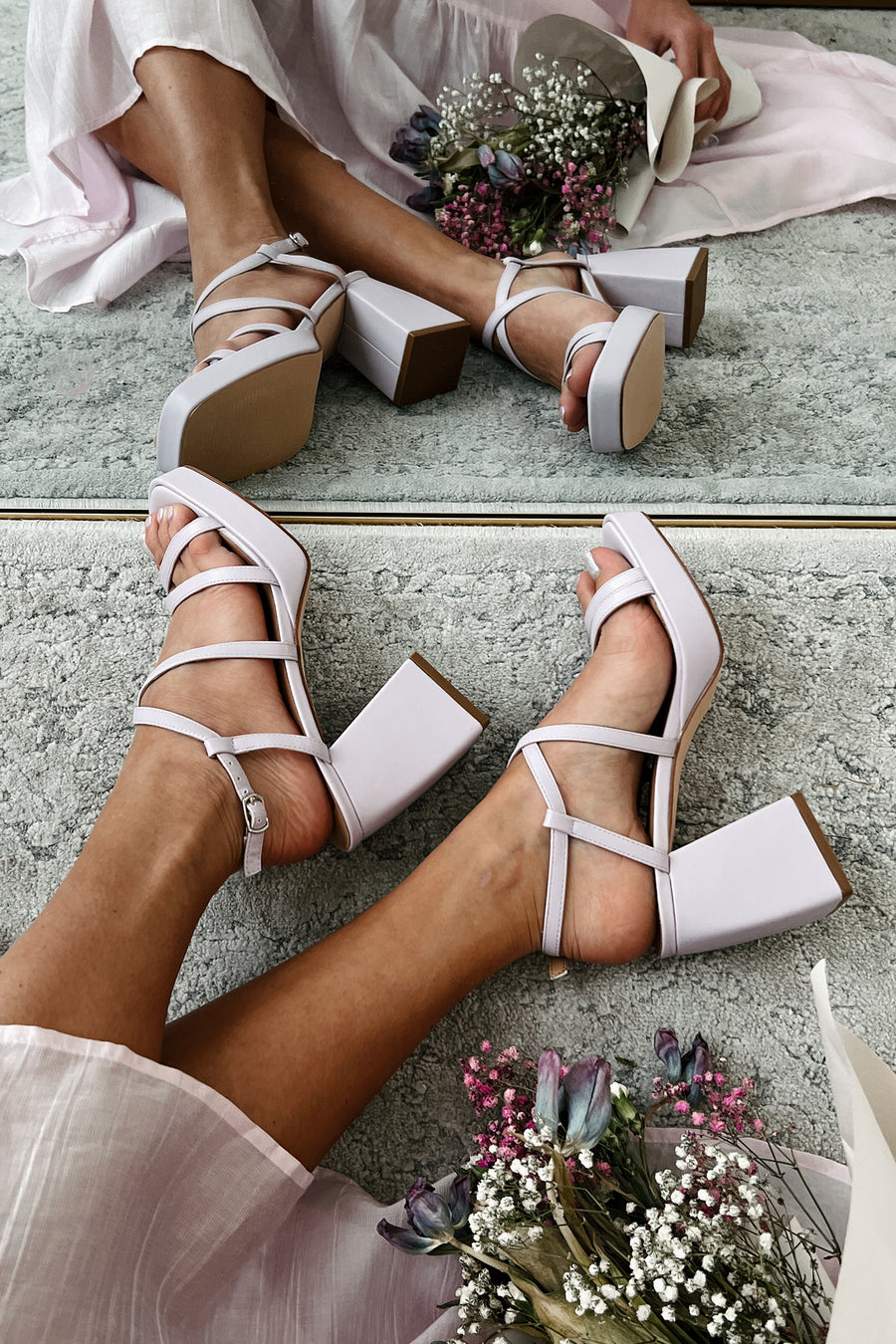 Aniston Strappy Platform Heeled Sandals (Lavender)