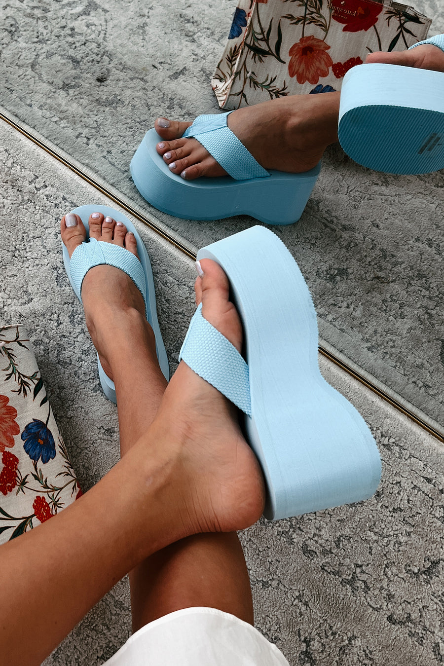 The McGuire Platform Flip Flop Sandal (Light Blue) - NanaMacs