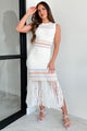 Alive & Free Stripe & Fringe Sweater Knit Maxi Dress (Off White) - NanaMacs