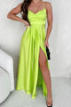 Look At The Bright Side Rhinestone Strap Maxi Dress (Lime) - NanaMacs