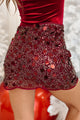 Chic Aspirations Sequin Mini Skirt (Burgundy) - NanaMacs