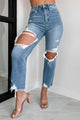 Thomas High Rise Distressed Risen Crop Straight Jeans (Medium) - NanaMacs