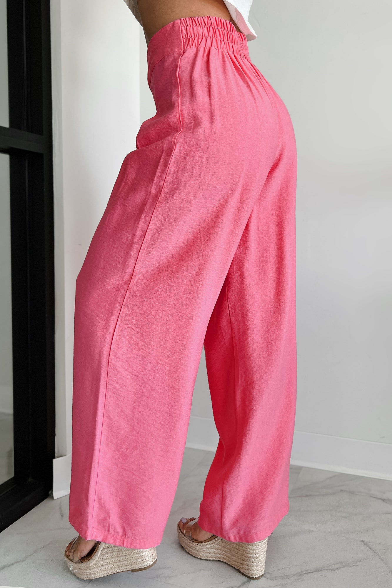Energetic Response High Rise Pleated Wide Leg Pants (Pink) - NanaMacs