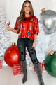 Queen Of Christmas Sequined Christmas Lights Top (Red) - NanaMacs