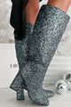 Flashy Finds Glitter Knee High Boots (Sapphire Blue Glitter) - NanaMacs