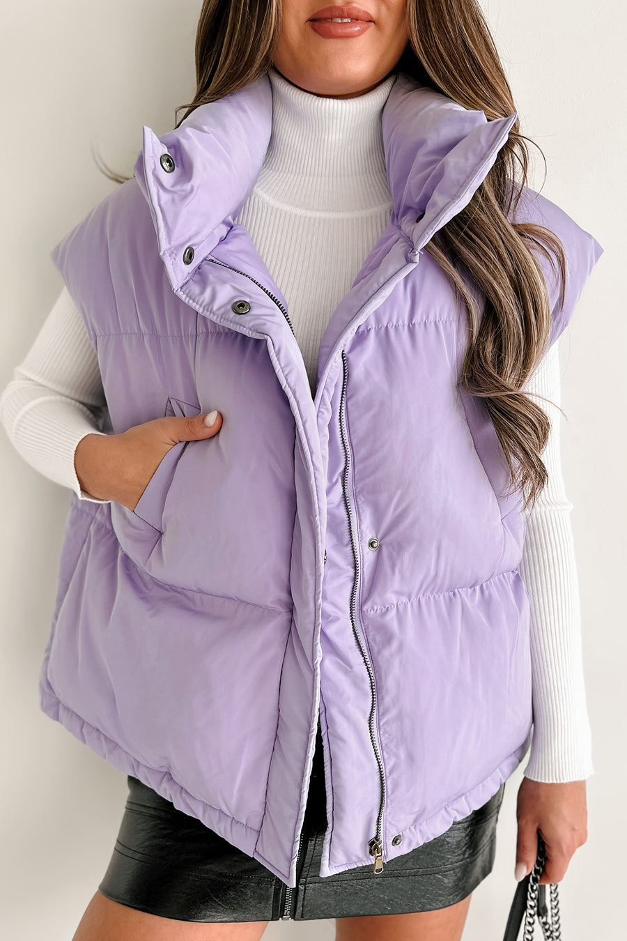 Chilly Adventures Oversized Puffer Vest (Lavender) - NanaMacs