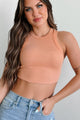 Tempted By Fate Ribbed Racer Crop Tank (Apricot) - NanaMacs