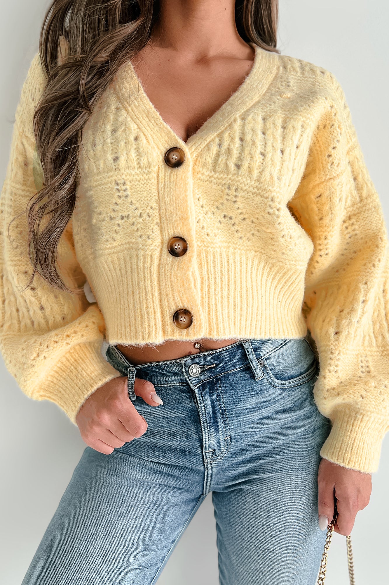 Winifred Sweater Cardigan (Light Yellow) - NanaMacs
