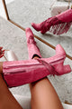 Another Chance To Sparkle Rhinestone Fringe Boots (Fuchsia) - NanaMacs