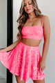 Girly Glam Sequin Two-Piece Skirt Set (Pink Iridescent) - NanaMacs
