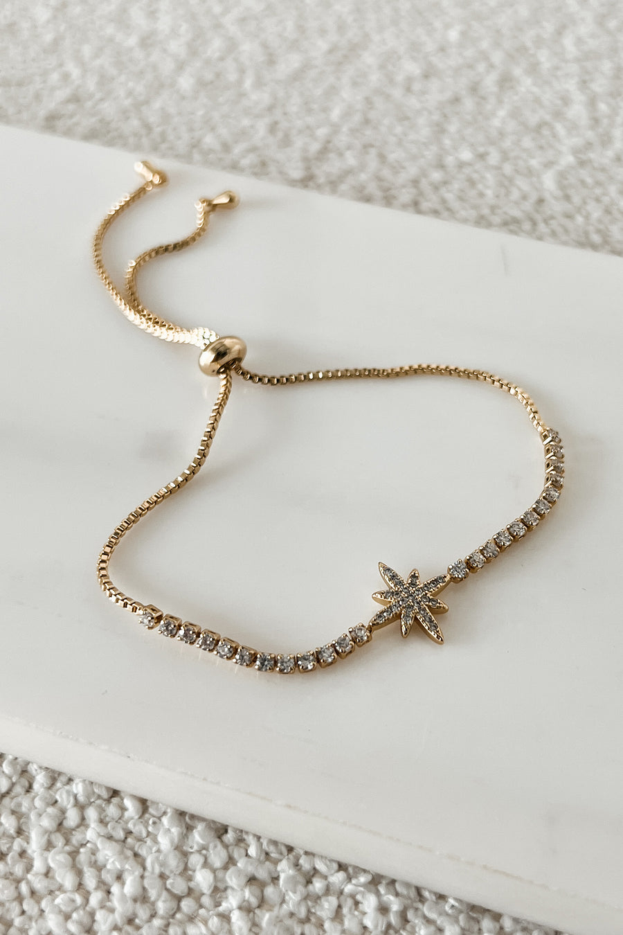 Little Shining Stars Rhinestone Star Bracelet (Gold)