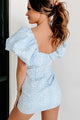 Prim & Proper Puff Sleeve Mini Dress (Blue/White) - NanaMacs