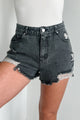 Avril High Rise Distressed Denim Shorts (Black) - NanaMacs