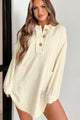 Lizzie Button Detailed Collared Tunic/Dress (Ivory) - NanaMacs
