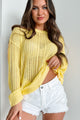 My Brightest Moment Open Knit Long Sleeve Top (Pineapple) - NanaMacs