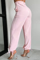 Business Decisions Drawstring Detailed Jogger Pants (Pink) - NanaMacs