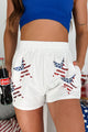 Patriotic Babe Sequin Star Shorts (White) - NanaMacs