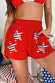 Patriotic Babe Sequin Star Shorts (Red) - NanaMacs