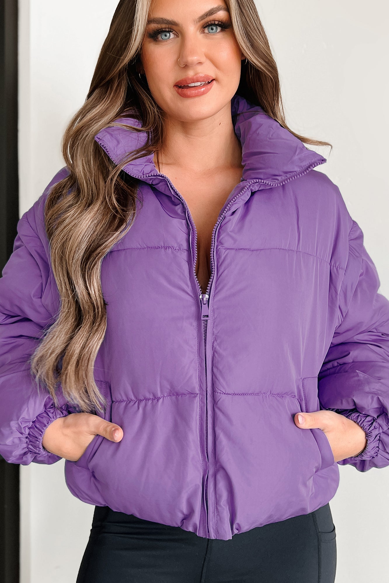 Changing Climate Detachable Sleeve Puffer Jacket (Purple)