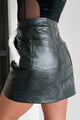 Jessa Sherpa Trim Faux Leather Mini Skirt (Black) - NanaMacs