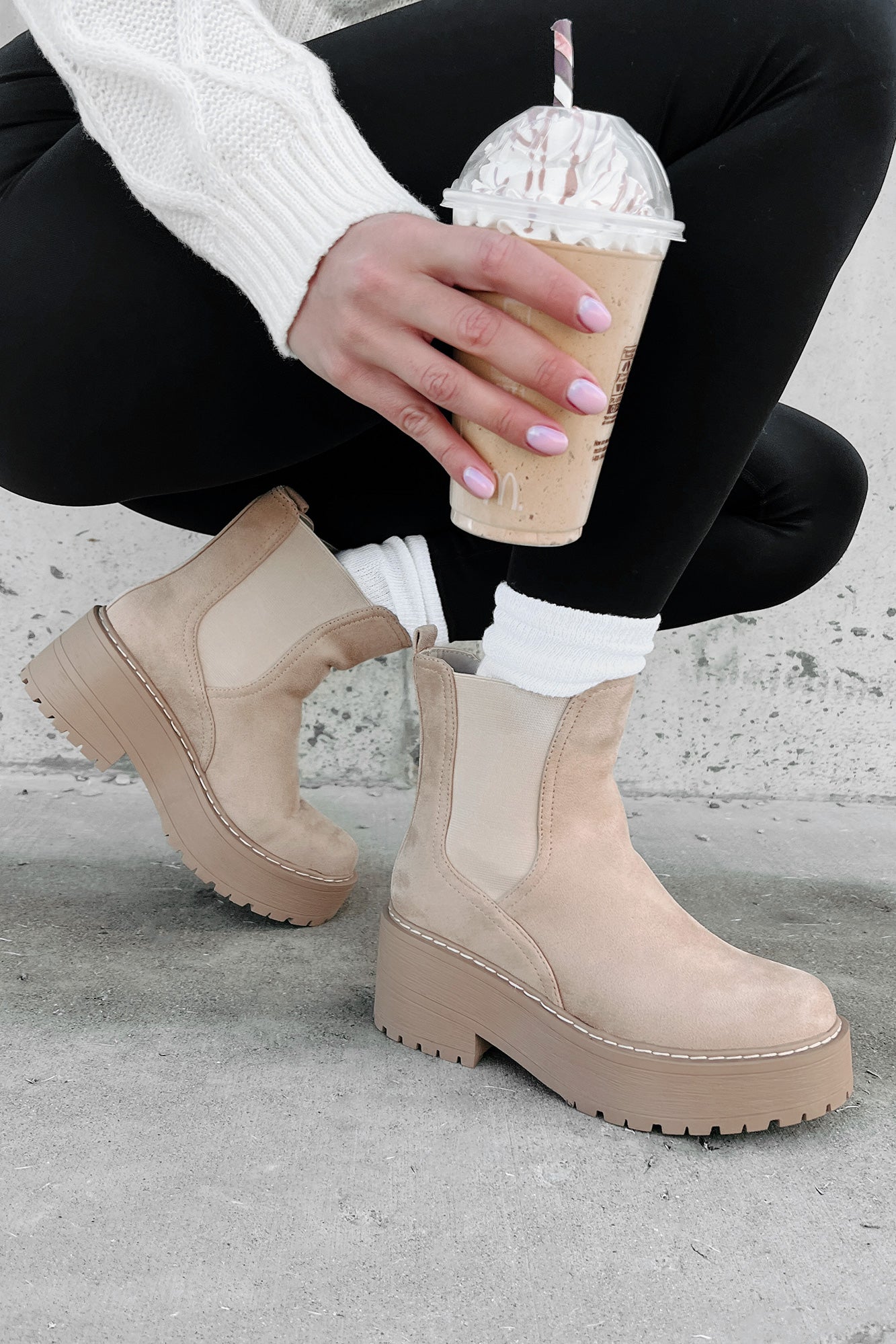 Yossi Faux Suede Platform Chelsea Boots (Camel) · NanaMacs