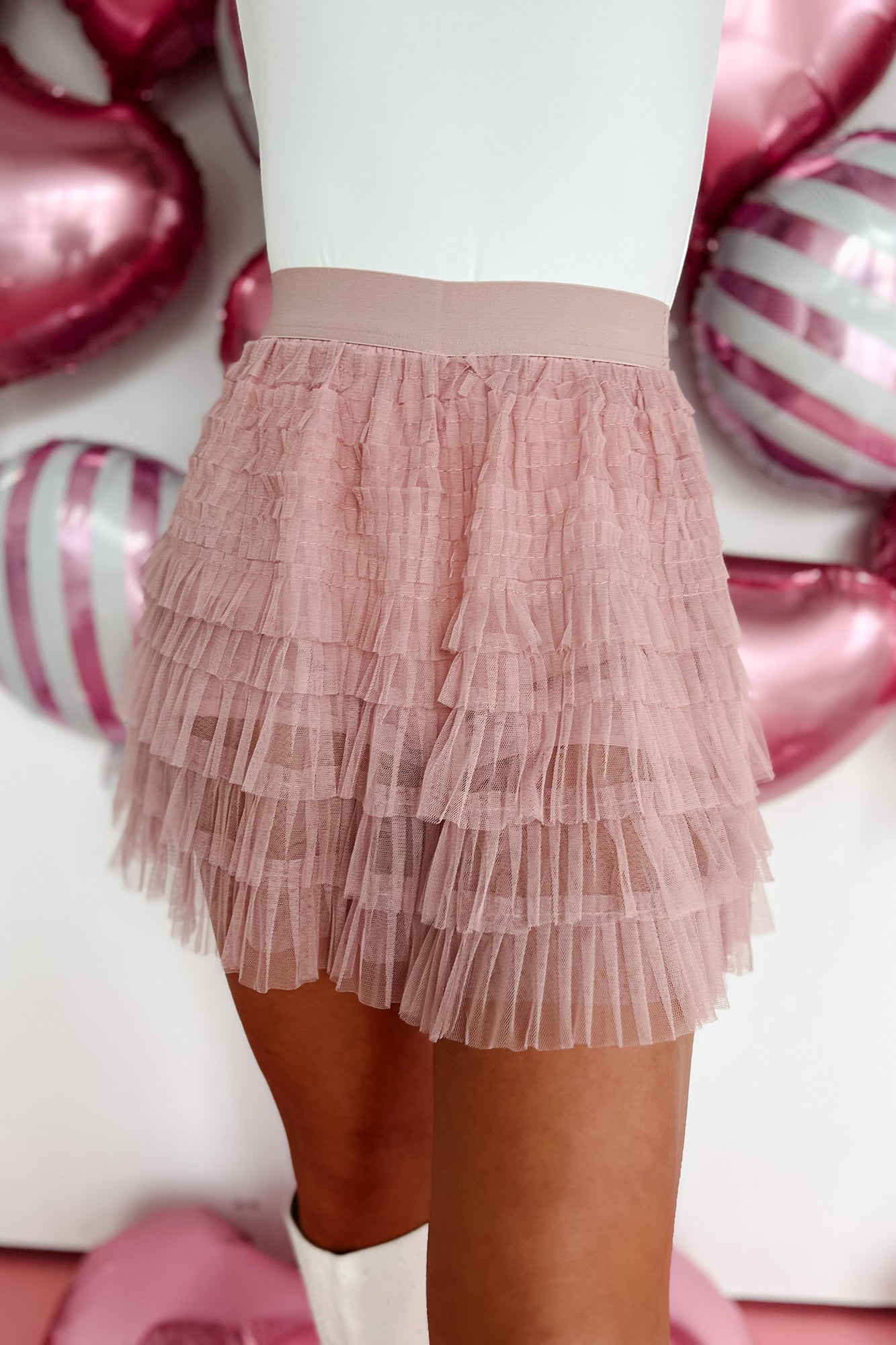 Twirly Girly Tiered Tulle Mini Skirt (Blush) - NanaMacs