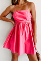 Nothing Matters More Tie-Back Babydoll Mini Dress (Fuchsia) - NanaMacs