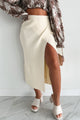 Denver Darling Sweater Knit Midi Wrap Skirt (Cream) - NanaMacs