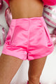 Playful Attention Satin Balloon Shorts (Pink) - NanaMacs