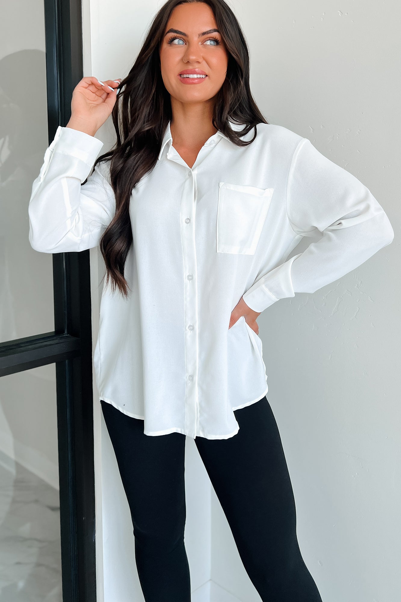 Living With Intention Button-Down Dress Shirt (Ivory) · NanaMacs