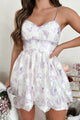Serene Life Bubble Hem Floral Mini Dress (Ivory/Lavender) - NanaMacs