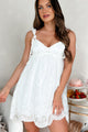 Celestial Sweetheart Ruffled Lace Mini Dress (White) - NanaMacs