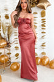 Romantic Intrigue Satin Cut-Out Maxi Dress (Marsala) - NanaMacs