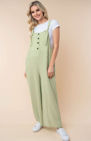 PREORDER Tully Knotted Strap Jumpsuit (Sage) - NanaMacs