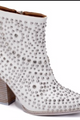 PREORDER Line Dance Queen Studded Rhinestone Booties (White) - NanaMacs