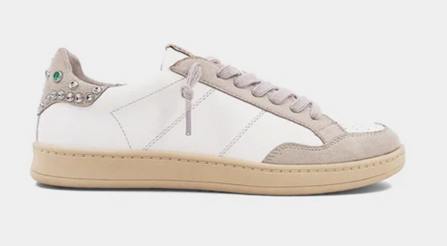 PREORDER Padma Rhinestone Heel Sneakers (White) - NanaMacs
