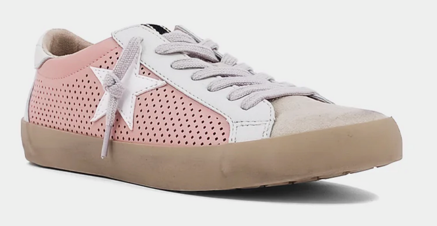 PREORDER My Casual Kicks Vintage Star Perforated Sneakers (Pink) - NanaMacs