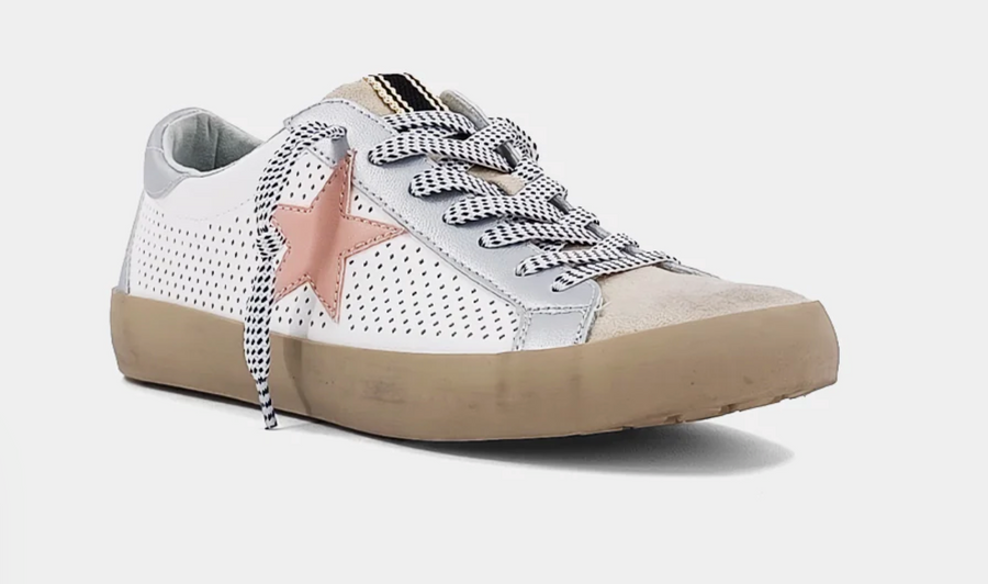 PREORDER My Casual Kicks Vintage Star Perforated Sneakers (White) - NanaMacs