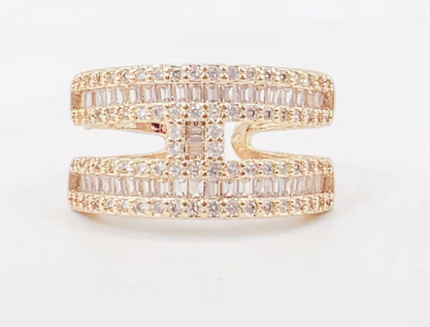 PREORDER Pretty Penelope Double Banded Dimond Ring (Gold) - NanaMacs