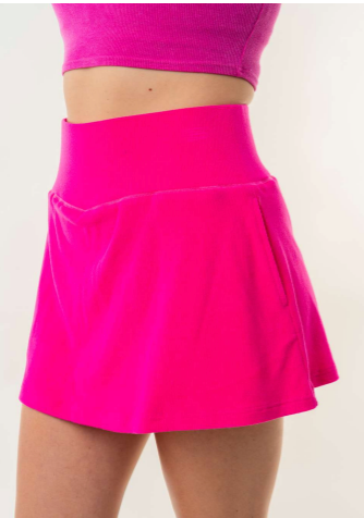 What's The Score High Waist Tennis Skirt (Fuchsia) - NanaMacs