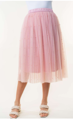 PREORDER Ballet Baby Beaded Pearl Tulle Midi Skirt (Blush) - NanaMacs