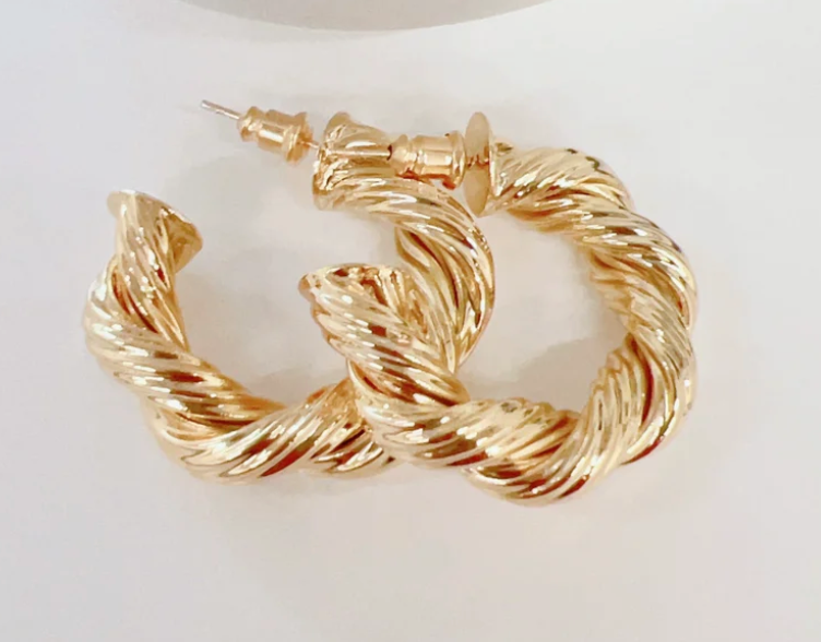 PREORDER Jenny Twisted Hoop Earrings (Gold) - NanaMacs