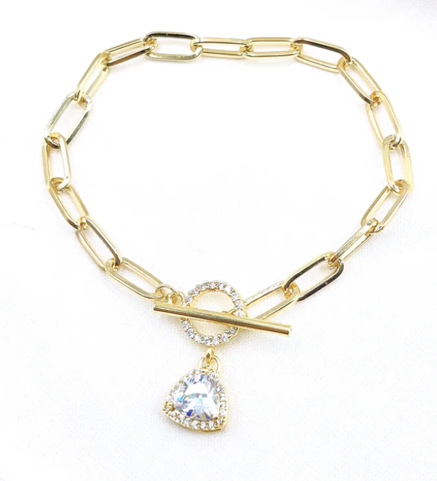 PREORDER Better Believe It Triangle Crystal Bracelet (Gold) - NanaMacs