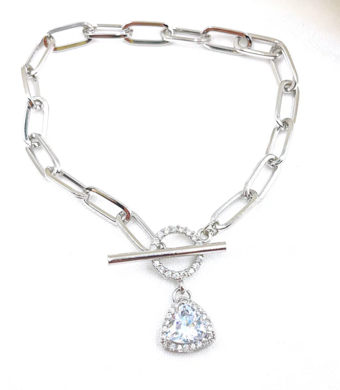 PREORDER Better Believe It Triangle Crystal Bracelet (Silver) - NanaMacs