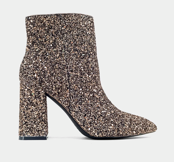 PREORDER Vivacious Veronica Glittered Ankle Booties (Pewter Glitter) - NanaMacs